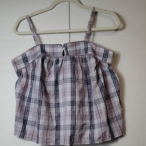 Old Navy Purple and White Plaid Top